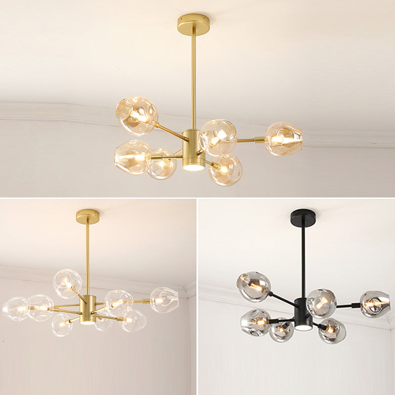 Goud moderne stijl kroonluchter licht sputnik ontwerpglas hanglampje voor slaapkamer