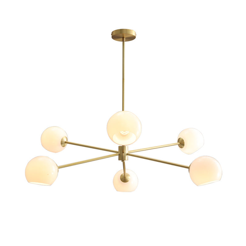 6 lichten goud kroonluchter licht moderne eenvoud witte glasbol schaduwverlichting armaturen