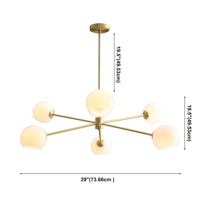 6 lichten goud kroonluchter licht moderne eenvoud witte glasbol schaduwverlichting armaturen