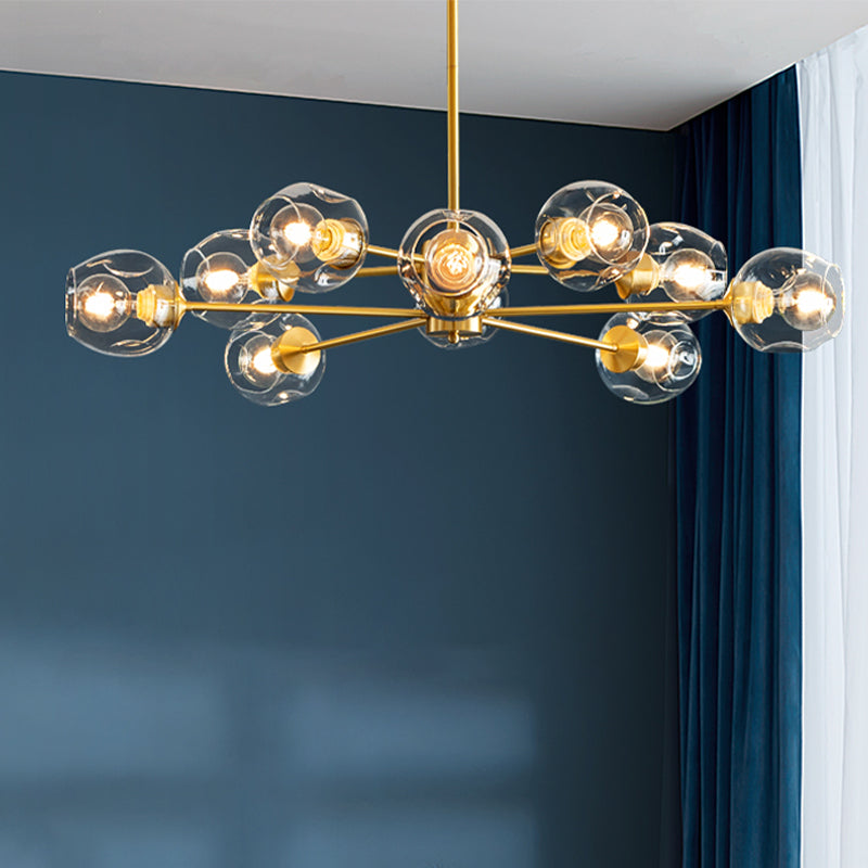 Gouden sputnik kroonluchter eenvoud helder glazen schaduwverlichting voor slaapkamer