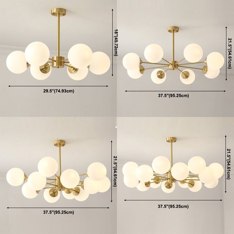 Globe Glass Modernistische kroonluchter Gold Sputnik hanglamp voor woonkamer