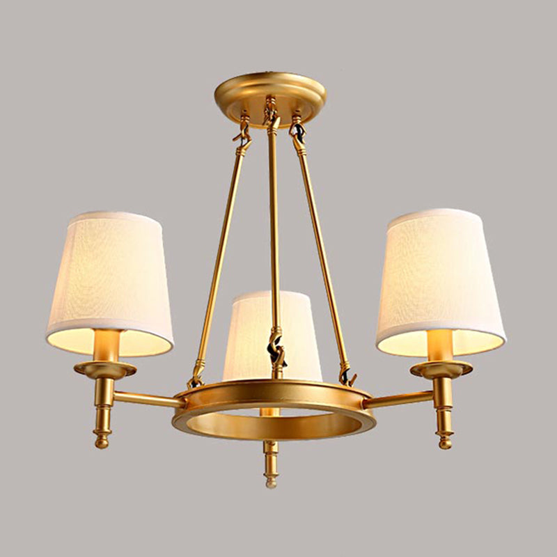 Wagon Wheel Light Fixture Traditional Multi-Head Chandelier Pendant Lamp with White Fabric Shade