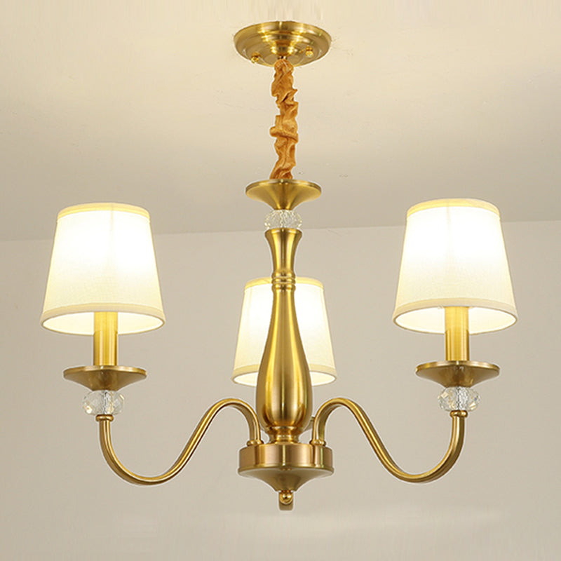 Barrel Chandelier Lighting Fixtures Traditional Suspension Light with Fabric Shade for Living Room