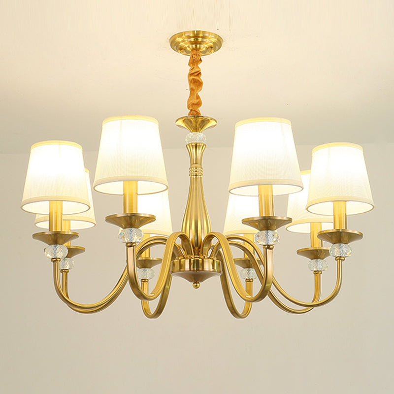 Barrel Chandelier Lighting Fixtures Traditional Suspension Light with Fabric Shade for Living Room