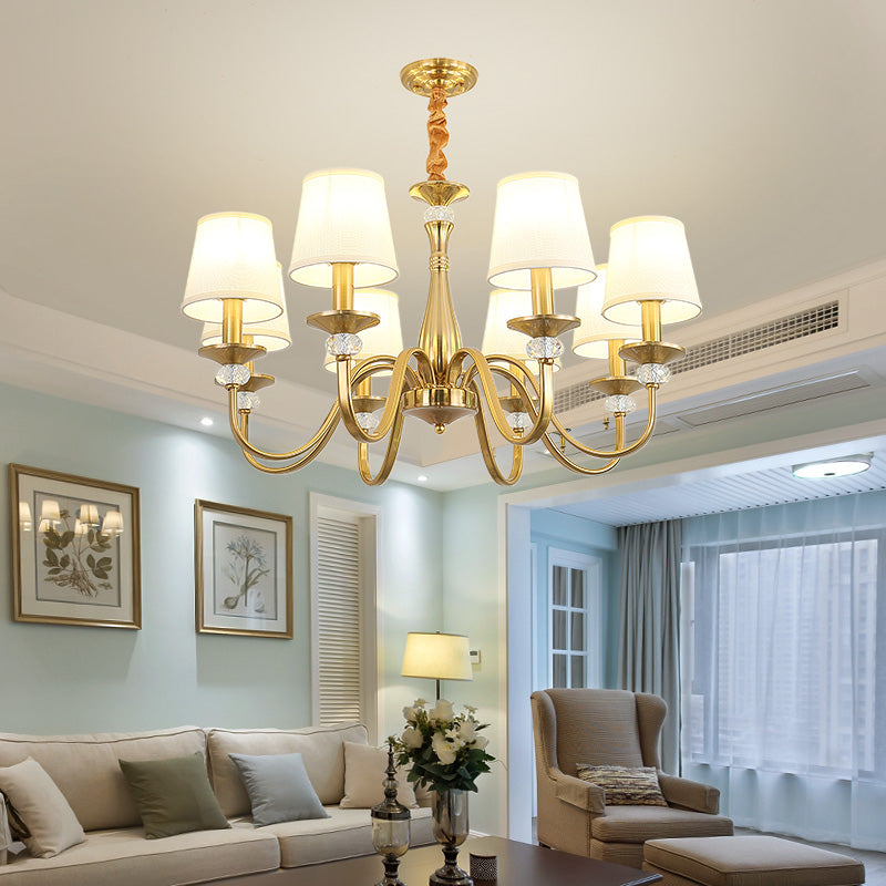 Barrel Chandelier Lighting Fixtures Traditional Suspension Light with Fabric Shade for Living Room