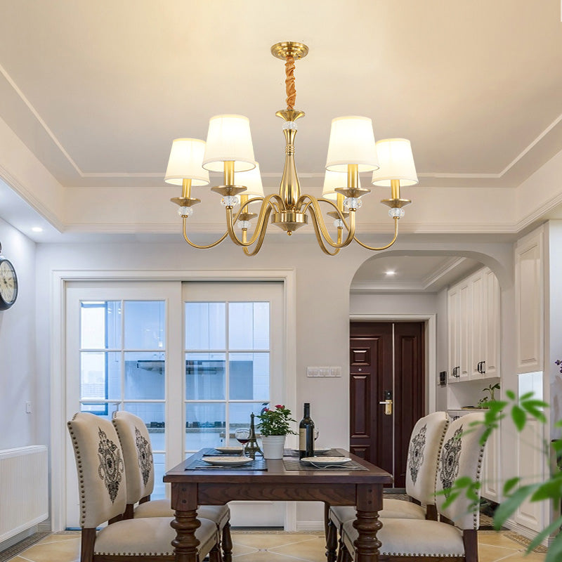 Barrel Chandelier Lighting Fixtures Traditional Suspension Light with Fabric Shade for Living Room