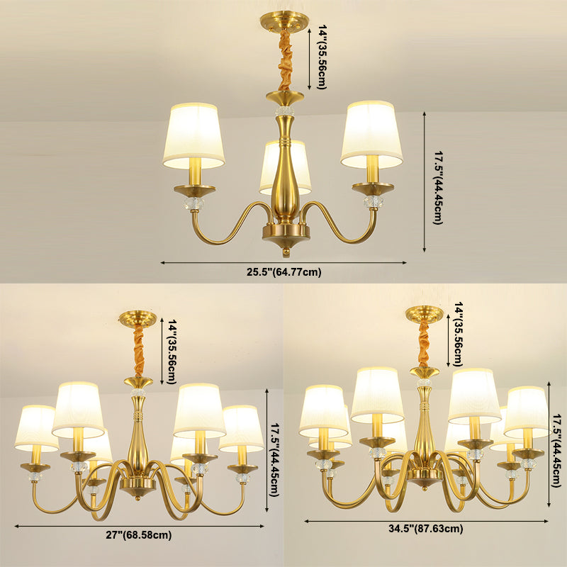 Barrel Chandelier Lighting Fixtures Traditional Suspension Light with Fabric Shade for Living Room