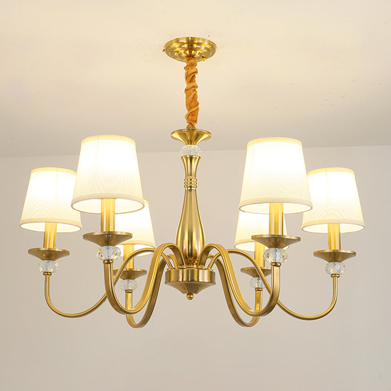 Barrel Chandelier Lighting Fixtures Traditional Suspension Light with Fabric Shade for Living Room