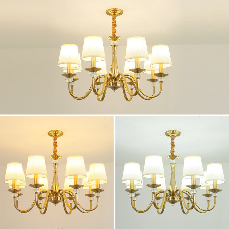 Barrel Chandelier Lighting Fixtures Traditional Suspension Light with Fabric Shade for Living Room