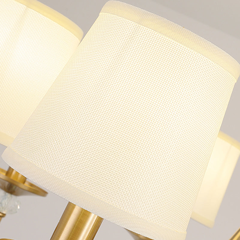 Barrel Chandelier Lighting Fixtures Traditional Suspension Light with Fabric Shade for Living Room