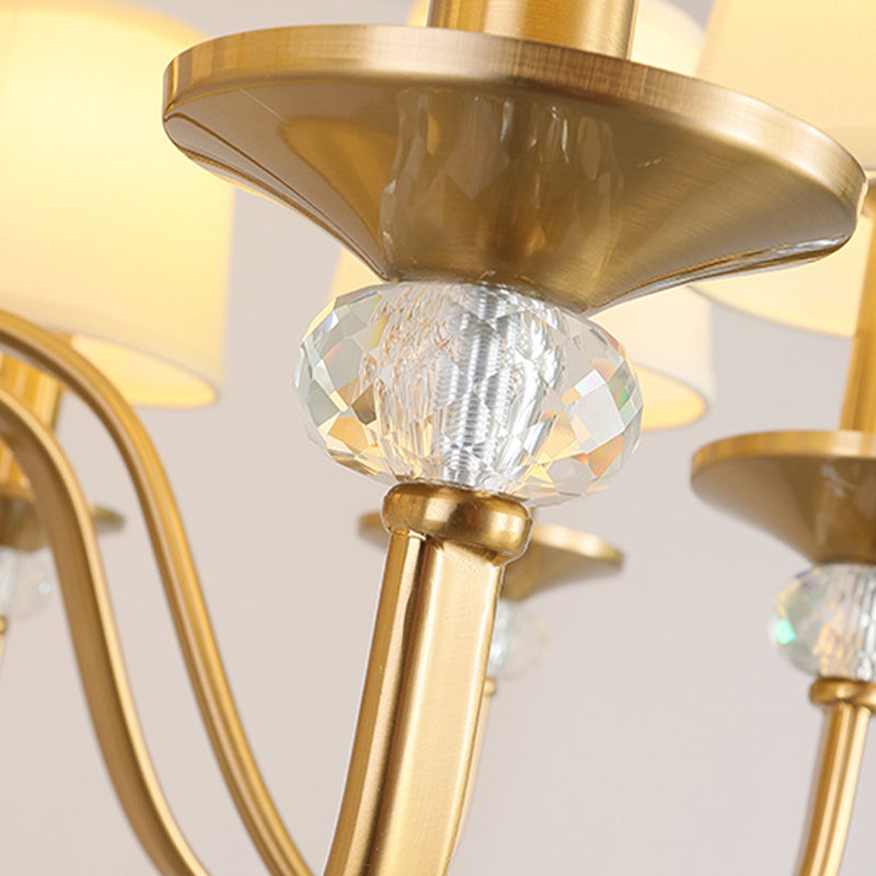 Barrel Chandelier Lighting Fixtures Traditional Suspension Light with Fabric Shade for Living Room