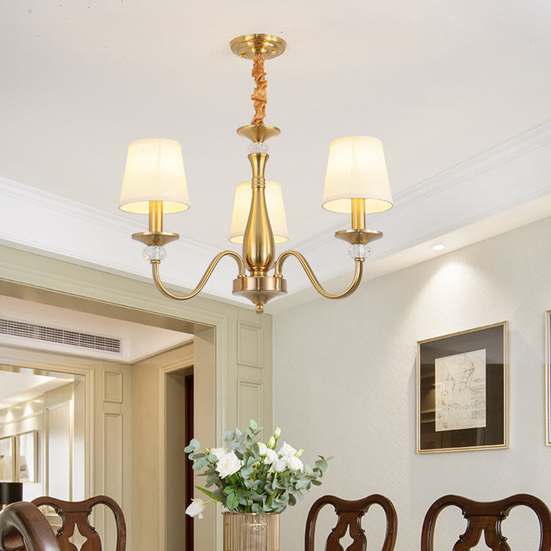 Barrel Chandelier Lighting Fixtures Traditional Suspension Light with Fabric Shade for Living Room