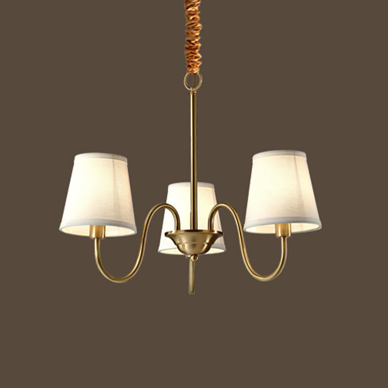 Barrel Chandelier Lighting Fixtures Traditional Multi-Head Suspension Light with White Fabric Shade