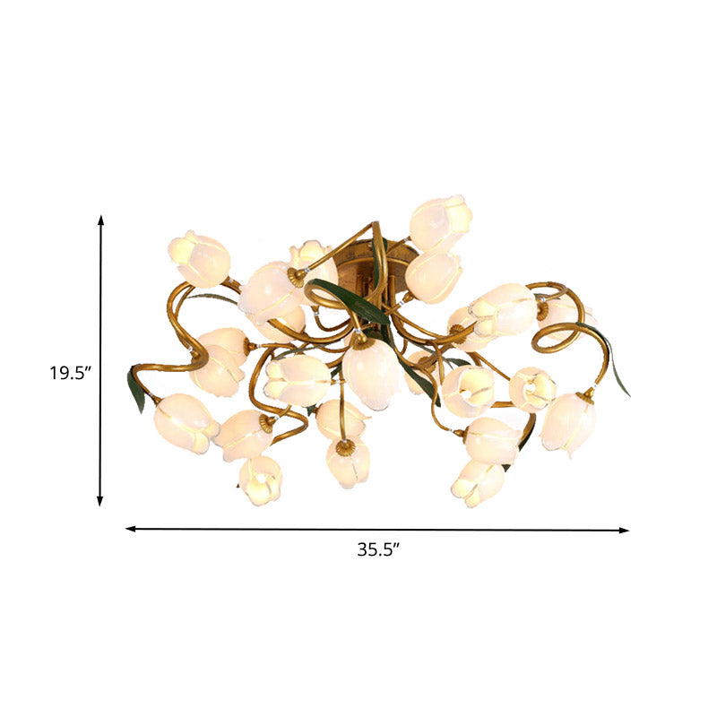 Sala de estallido Sala Semi Flush American Flower Metal de 25 cabezas LED TECHORE LIGHTUR
