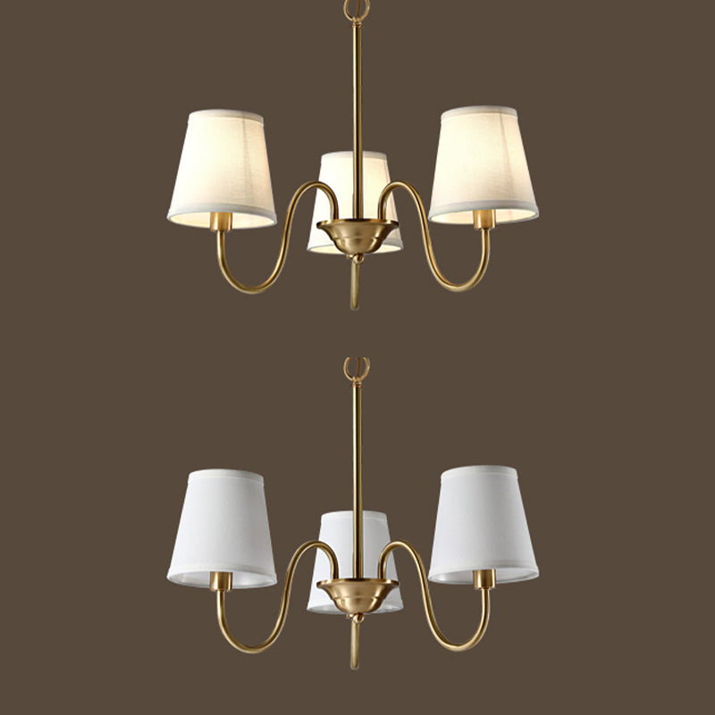 Barrel Chandelier Lighting Fixtures Traditional Multi-Head Suspension Light with White Fabric Shade