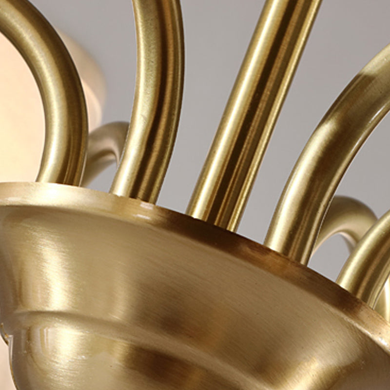 Barrel Chandelier Lighting Fixtures Traditional Multi-Head Suspension Light with White Fabric Shade