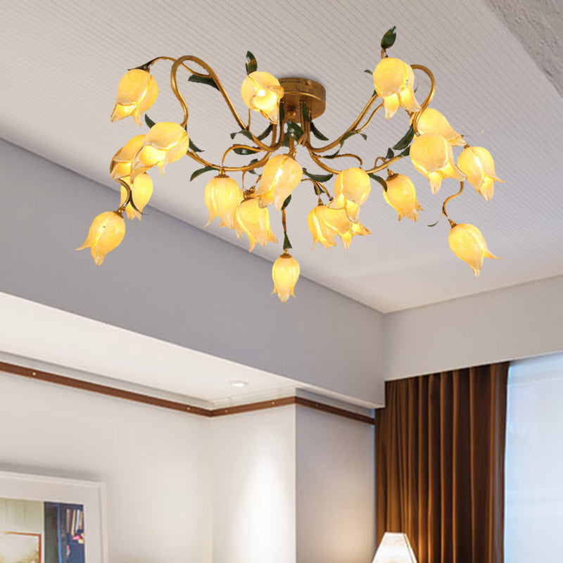 Luz de techo de 20 cabezas lámpara de techo del campo de latón de metal de metal LED SEMI ILUMINACIÓN DE MONTAJE