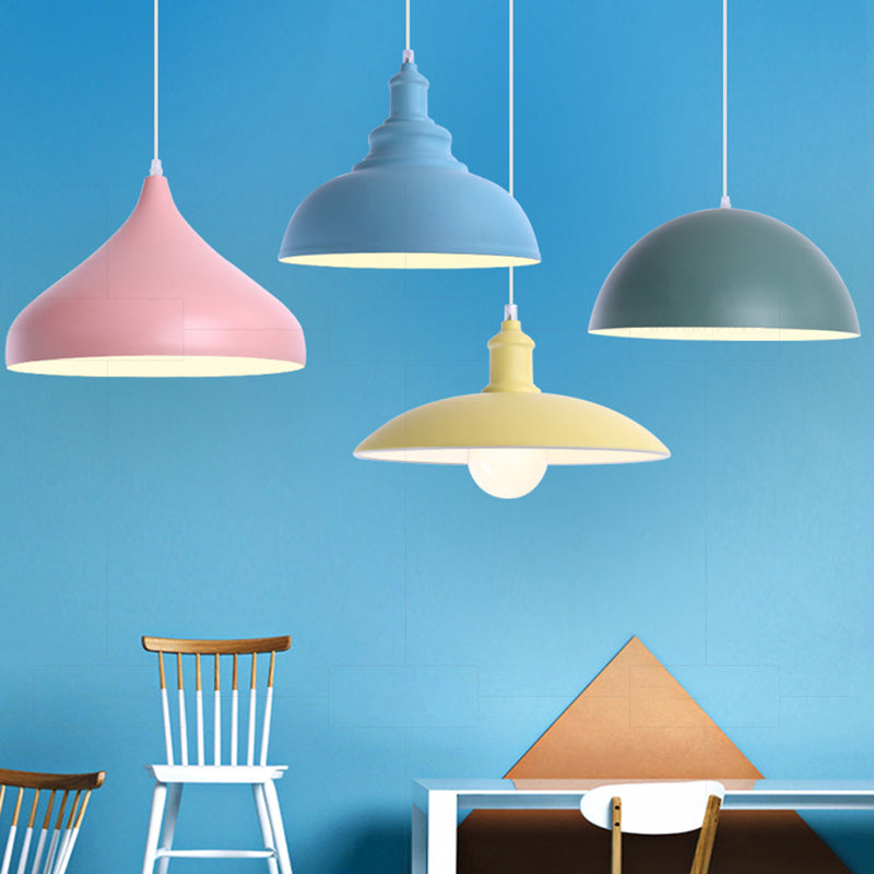 Lampada a ciondolo Macron a 1 luce Style moderna Light Appeding Light con tonalità metallica