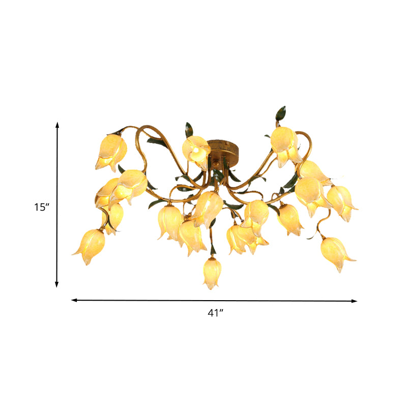 Luz de techo de 20 cabezas lámpara de techo del campo de latón de metal de metal LED SEMI ILUMINACIÓN DE MONTAJE