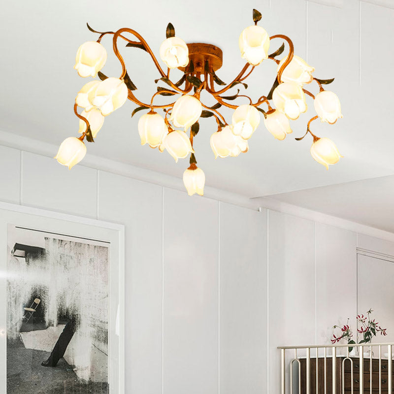 Luz de techo de 20 cabezas lámpara de techo del campo de latón de metal de metal LED SEMI ILUMINACIÓN DE MONTAJE