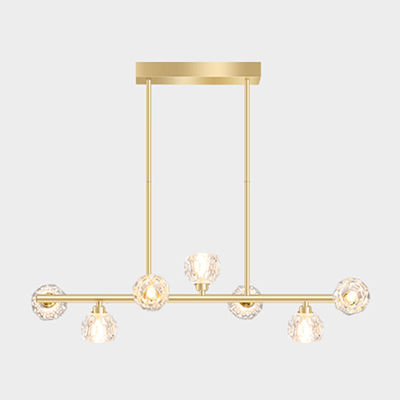 Gold Linear Island Pendant Chandelier Contemporary Crystal Pendant Lighting for Kitchen