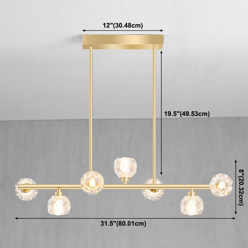 Gold Linear Island Pendant Chandelier Contemporary Crystal Pendant Lighting for Kitchen