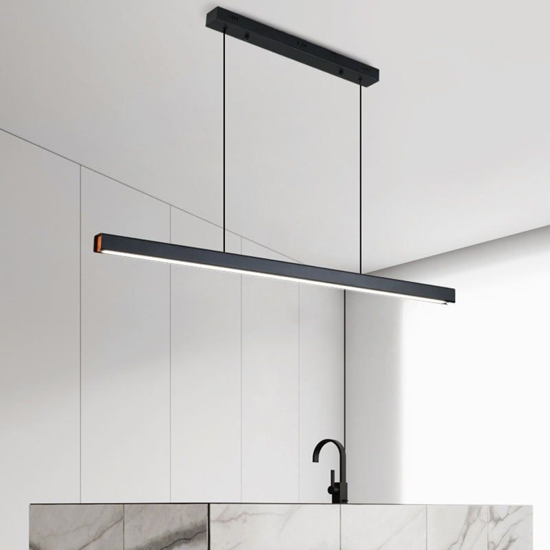 Slim Rectangular Linear Island Light Modern Minimalist Pendant Light in Black