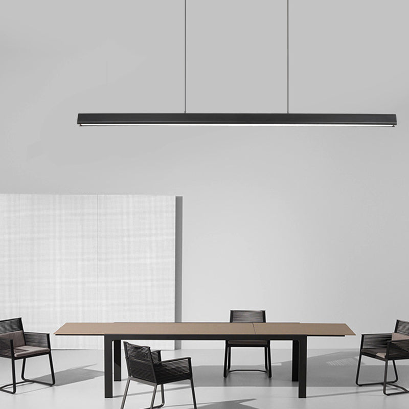 Slim Rectangular Linear Island Light Modern Minimalist Pendant Light in Black