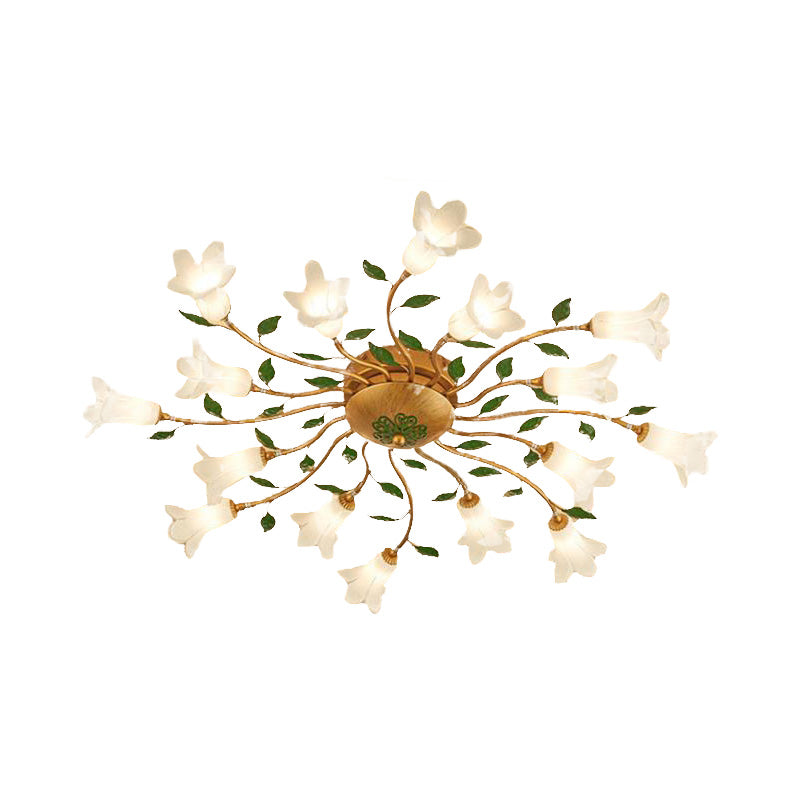 Messing 16 Köpfe halb Flush leichte romantische pastoralische Metallspirale LED Blumendecke für Schlafzimmer