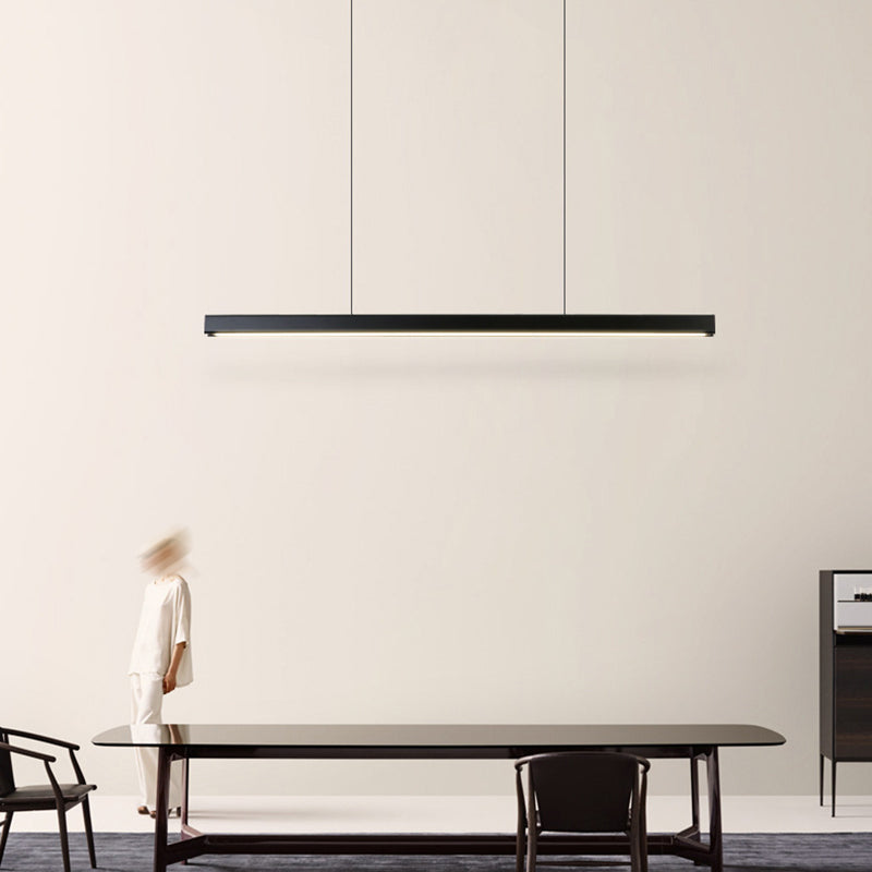 Slim Rectangular Linear Island Light Modern Minimalist Pendant Light in Black