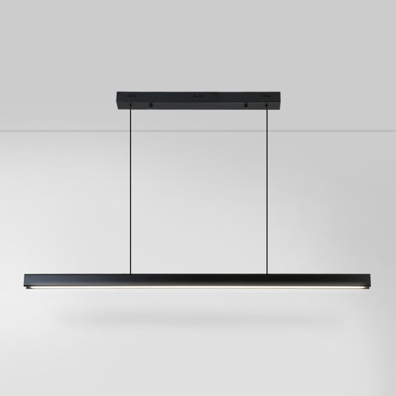 Slim Rectangular Linear Island Light Modern Minimalist Pendant Light in Black