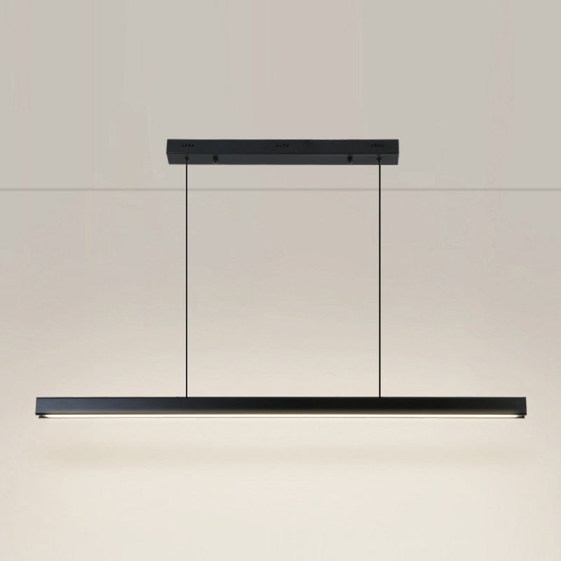 Slim Rectangular Linear Island Light Modern Minimalist Pendant Light in Black