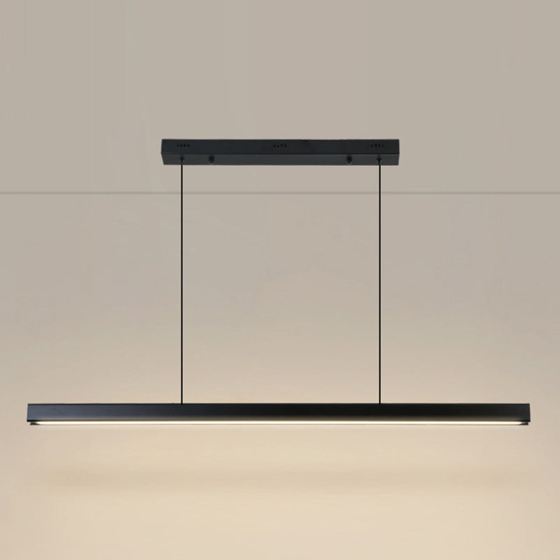 Slim Rectangular Linear Island Light Modern Minimalist Pendant Light in Black