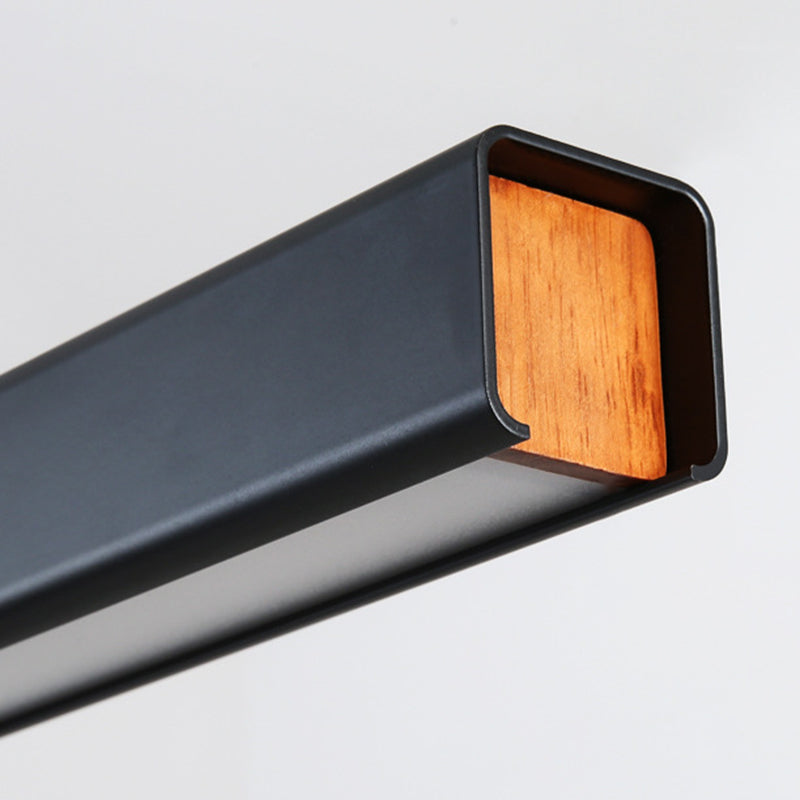 Slim Rectangular Linear Island Light Modern Minimalist Pendant Light in Black
