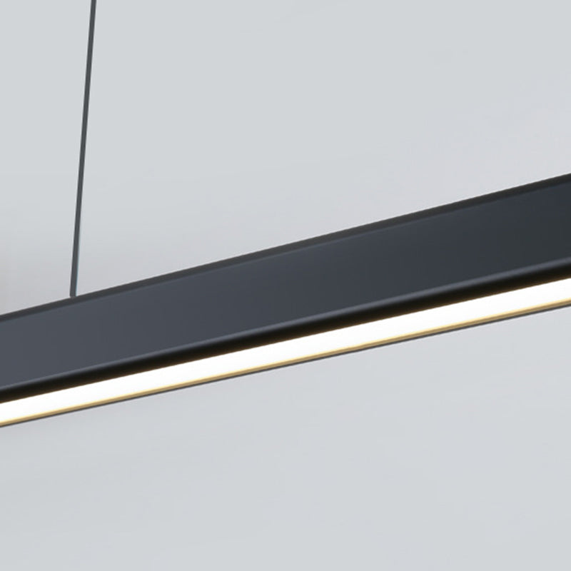 Slim Rectangular Linear Island Light Modern Minimalist Pendant Light in Black