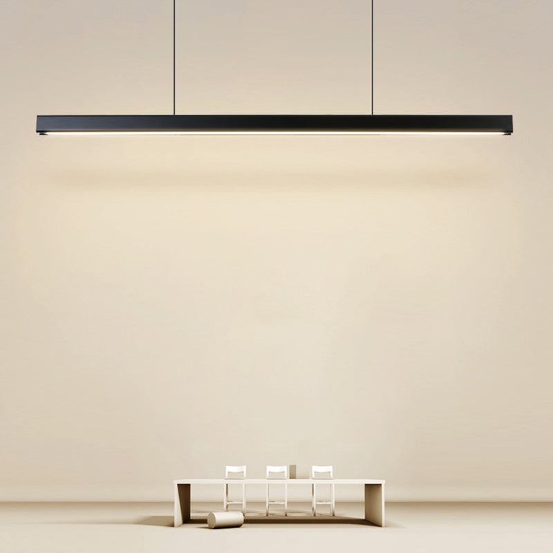 Slim Rectangular Linear Island Light Modern Minimalist Pendant Light in Black