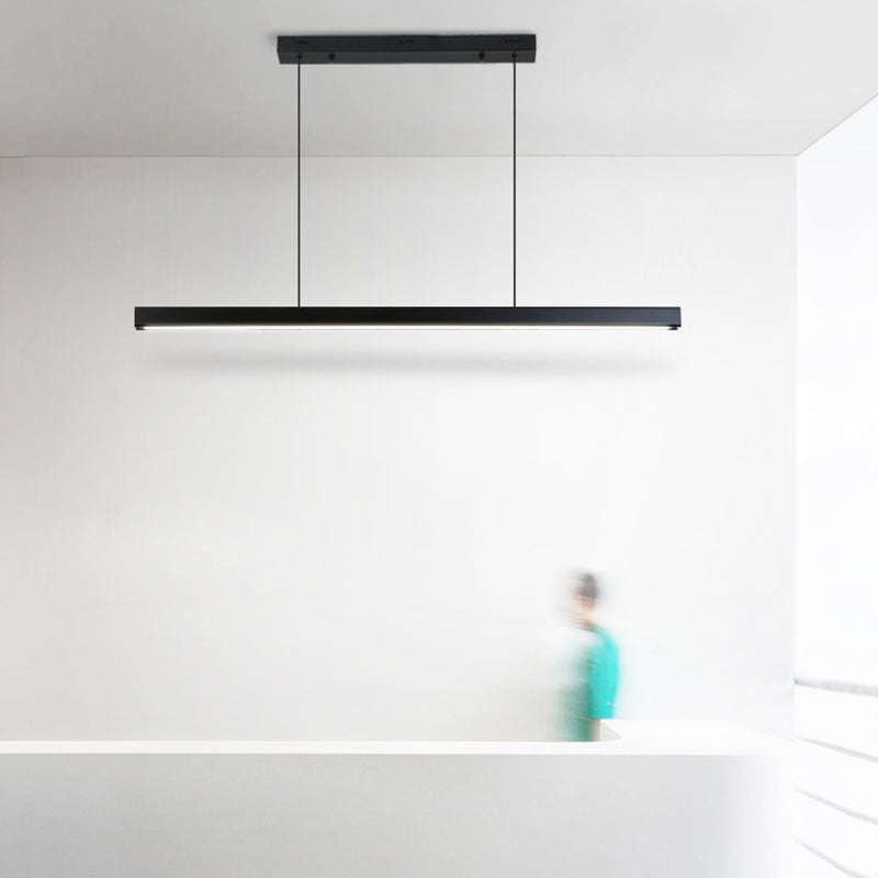 Slim Rectangular Linear Island Light Modern Minimalist Pendant Light in Black