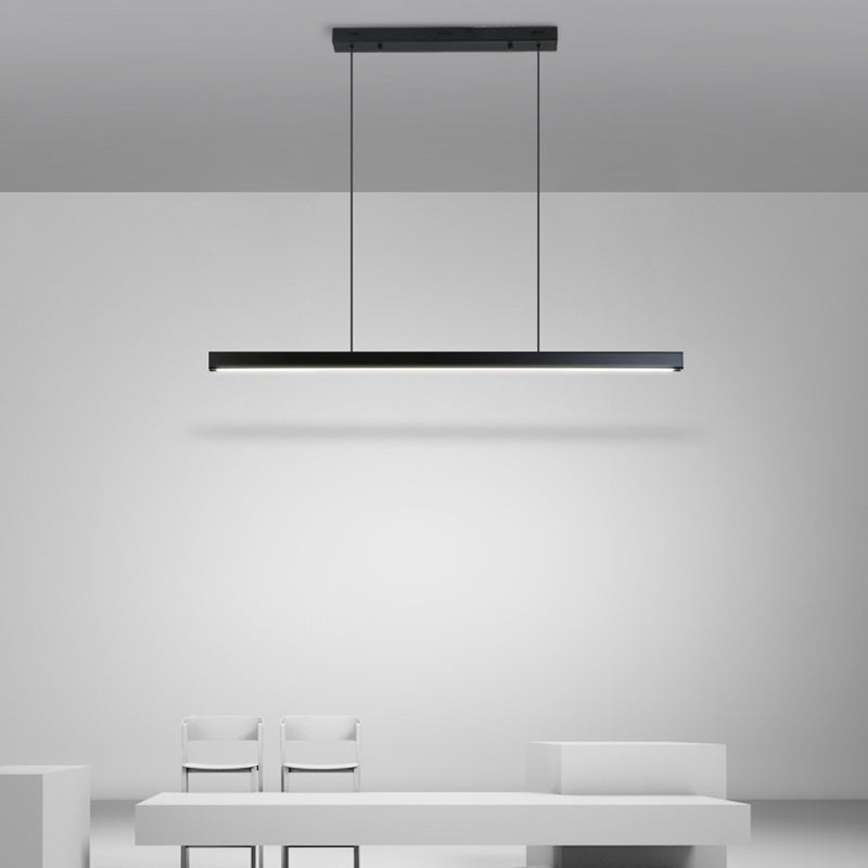 Slim Rectangular Linear Island Light Modern Minimalist Pendant Light in Black