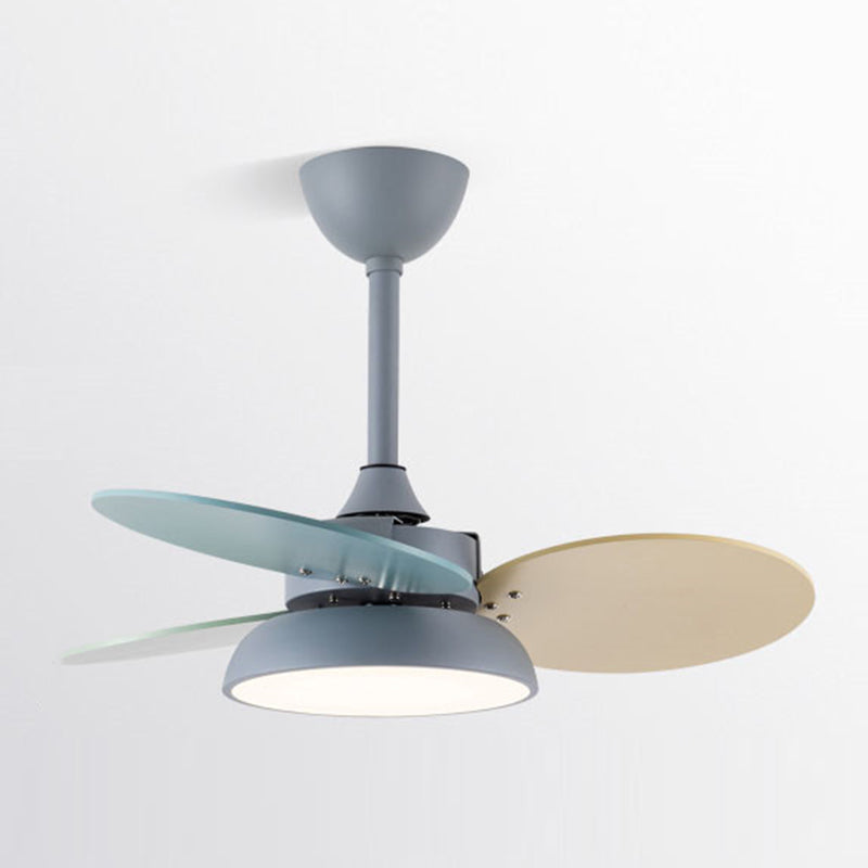 Colorful Round Hanging Fan Light Macaron Style Metal Bedroom LED Semi Flush Mount Lampe