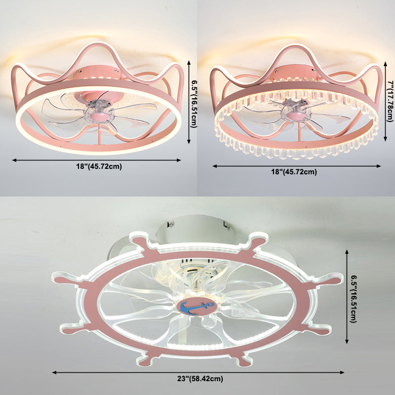 Plafond LED circulaire lampe à fans élégant nordique métal