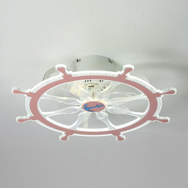 Plafond LED circulaire lampe à fans élégant nordique métal