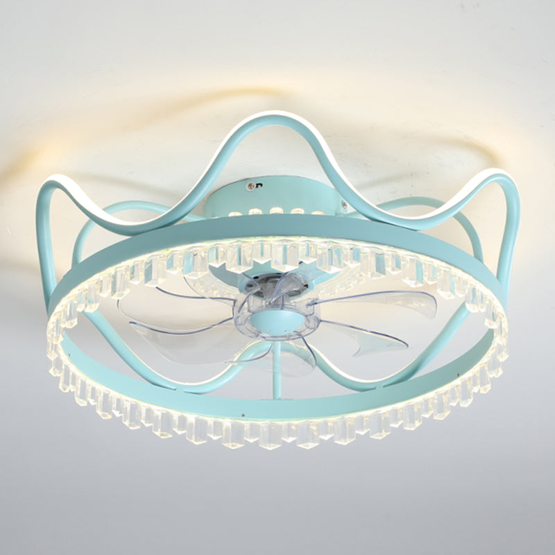 Plafond LED circulaire lampe à fans élégant nordique métal