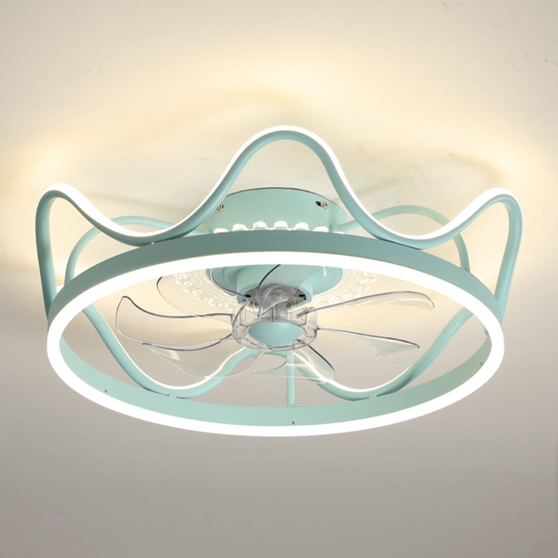 Plafond LED circulaire lampe à fans élégant nordique métal