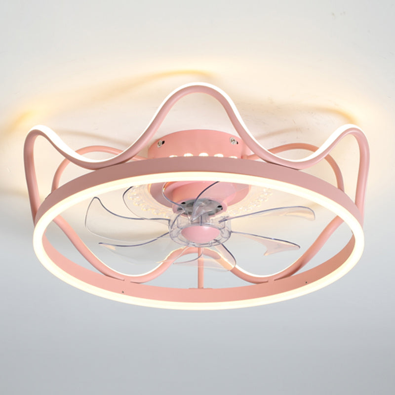 Plafond LED circulaire lampe à fans élégant nordique métal