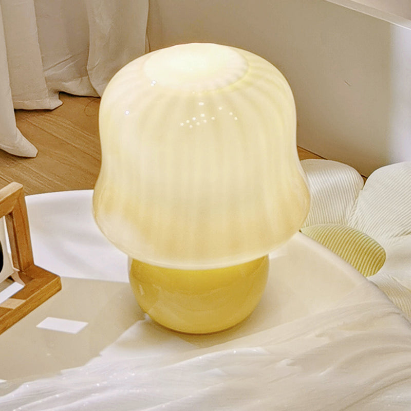Light a bulloni da tavola moderna vetro giallo da scrivania da funghi per soggiorno camera da letto