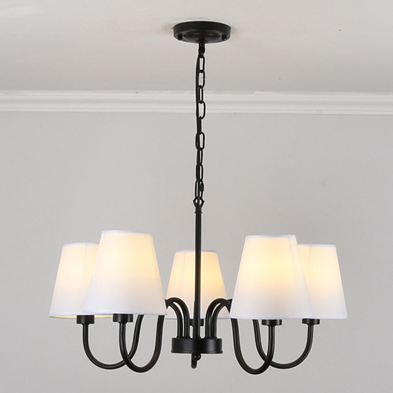 Traditional Style Chandelier Light Fabric Shade Lighting Fixture for Living Room