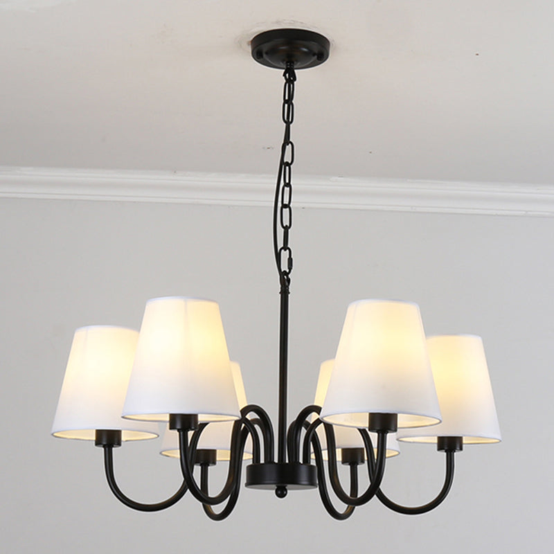 Traditional Style Chandelier Light Fabric Shade Lighting Fixture for Living Room