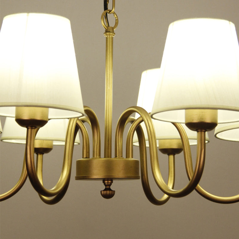 Traditional Style Chandelier Light Fabric Shade Lighting Fixture for Living Room