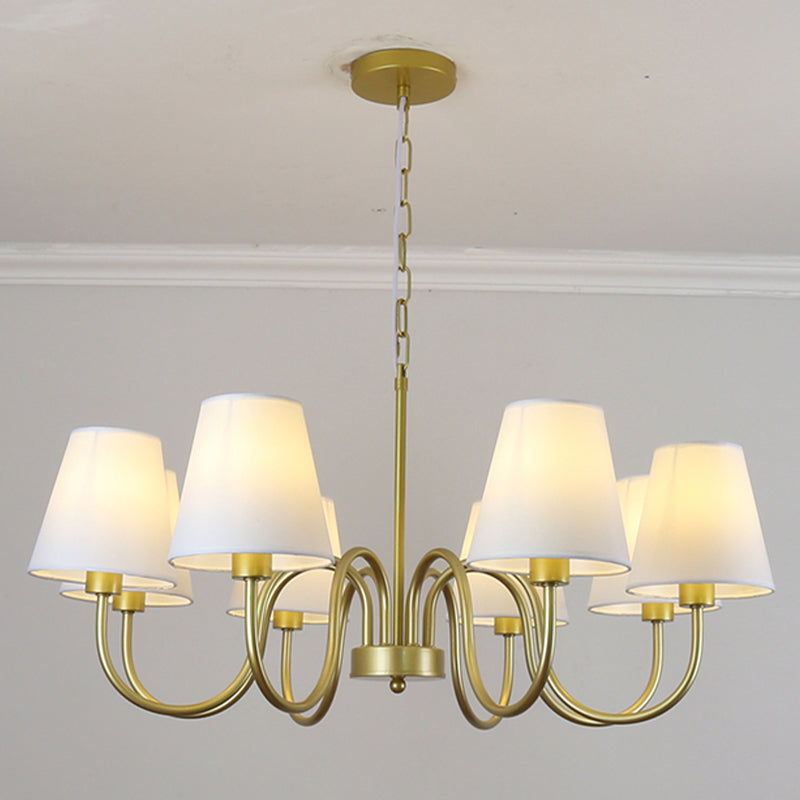 Traditional Style Chandelier Light Fabric Shade Lighting Fixture for Living Room
