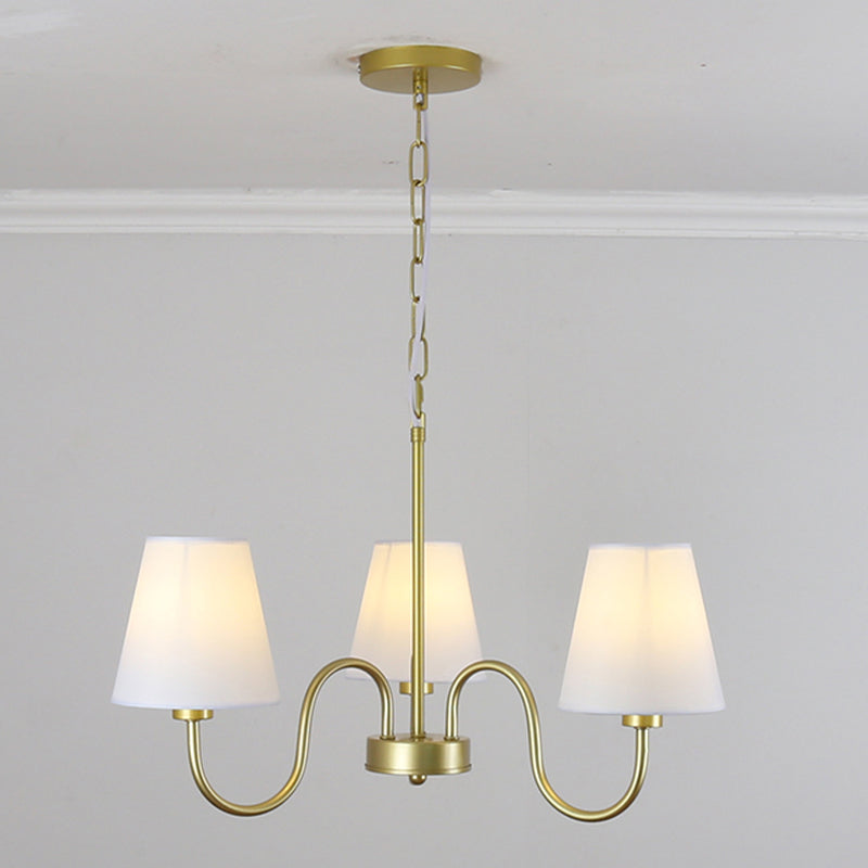 Traditional Style Chandelier Light Fabric Shade Lighting Fixture for Living Room